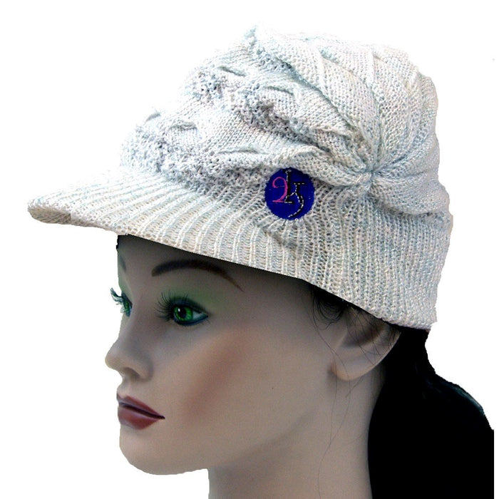 2KGrey Ladies Metallic Knit Hat