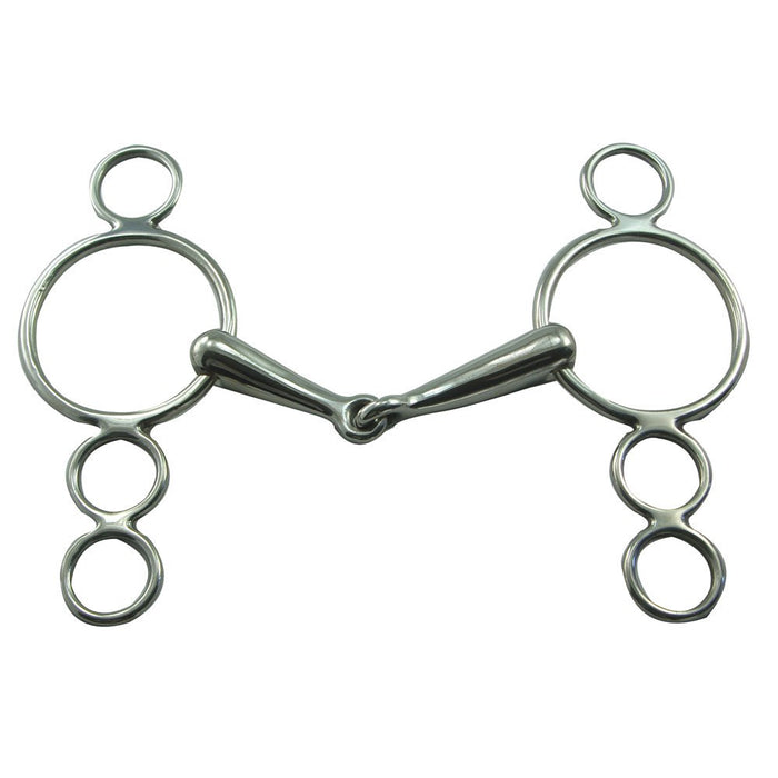 Coronet Stainless Steel 3 Ring Continental Snaffle Gag Bit - 17mm Mouth (Discontinued)