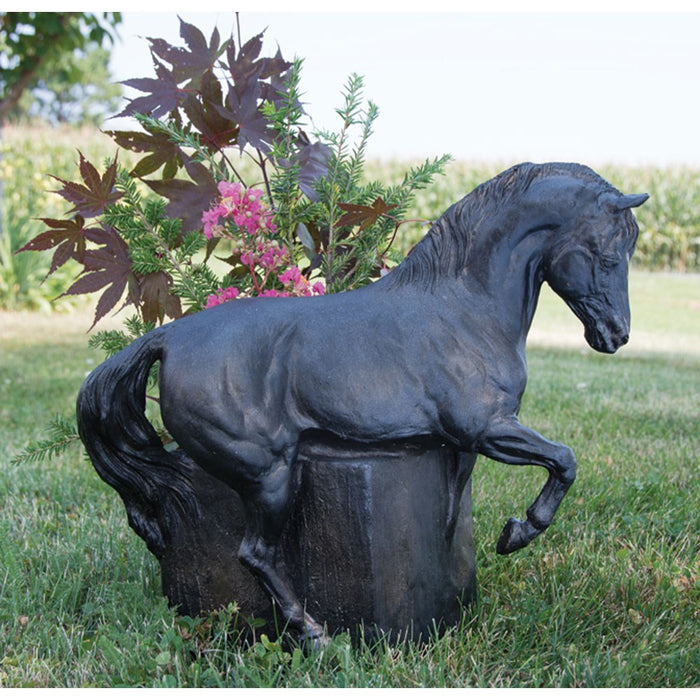 Horse with Flower Pot Holder Sculpture