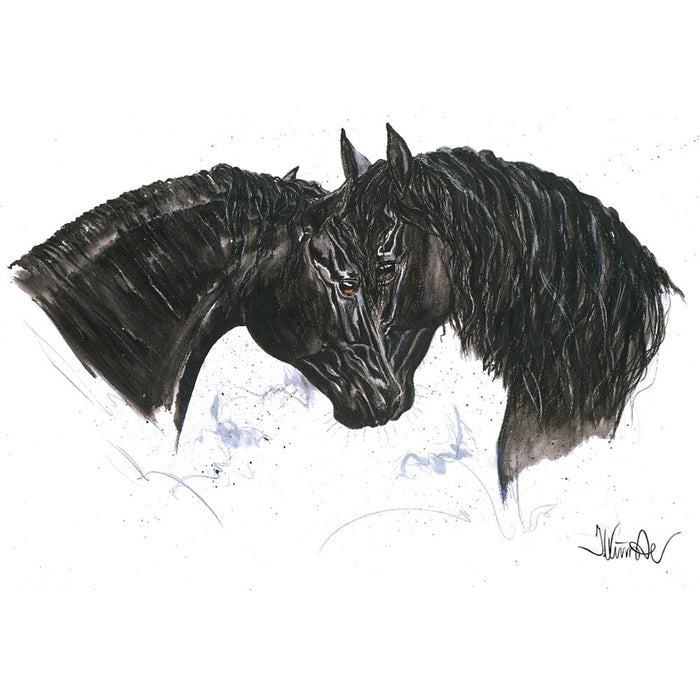 Paint It Black Friesia Horse 19.75" X 27.5" Print