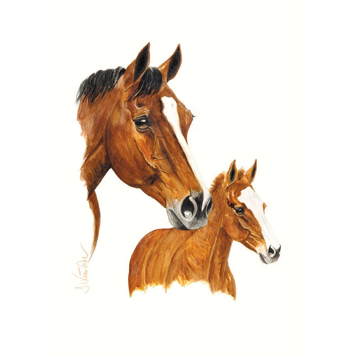 Smarty Mare & Foal Horse 19.75" X 27.5" Print