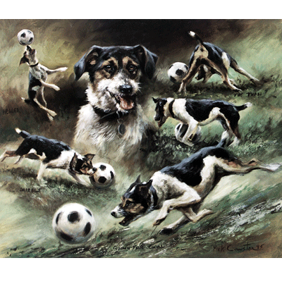 Footballing Dog Print