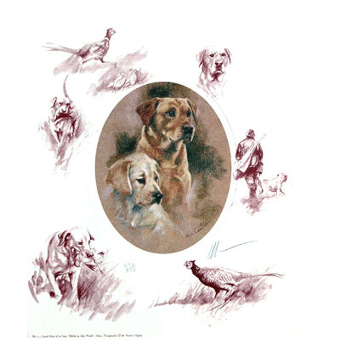 Oval Yellow Lab Puppies Print