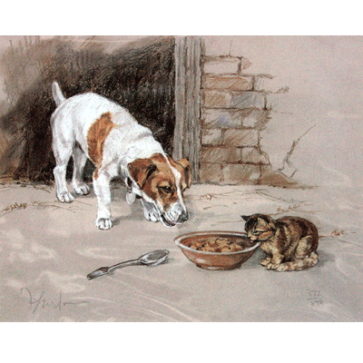 Terrier & Cat Print