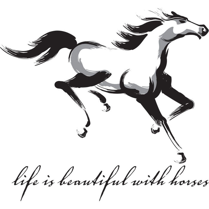 "Life is Beautiful with Horses" Humorous T-Shirt - White