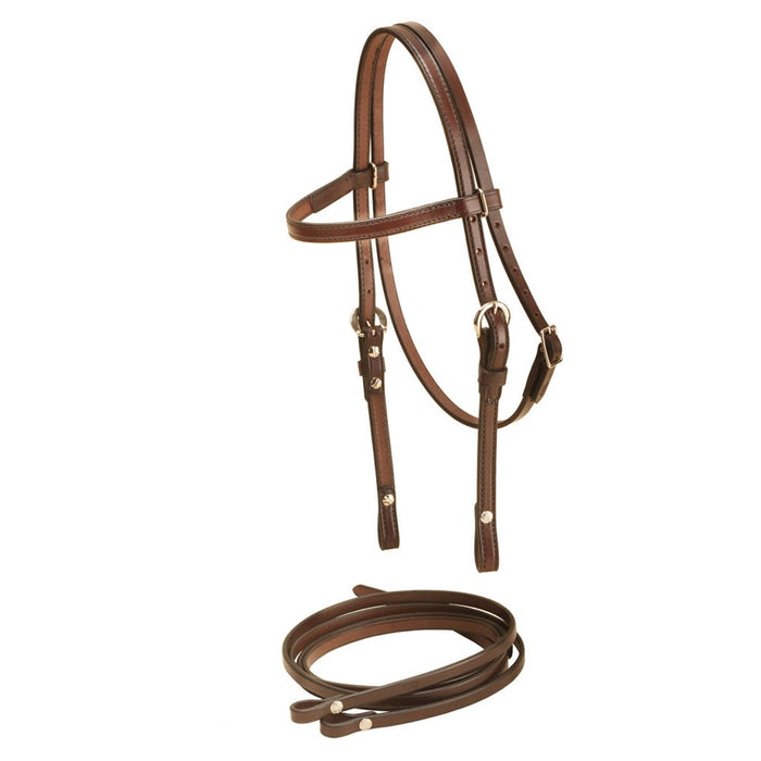 Tory Leather Bridle Leather Pony Western Headstall with Reins