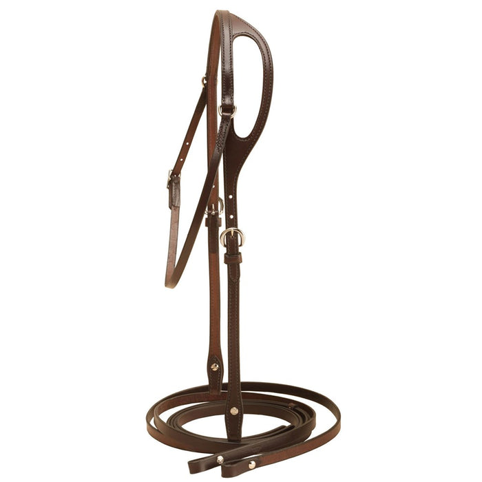 Tory Leather One Ear Shaped Headstall Double Stitched with Reins